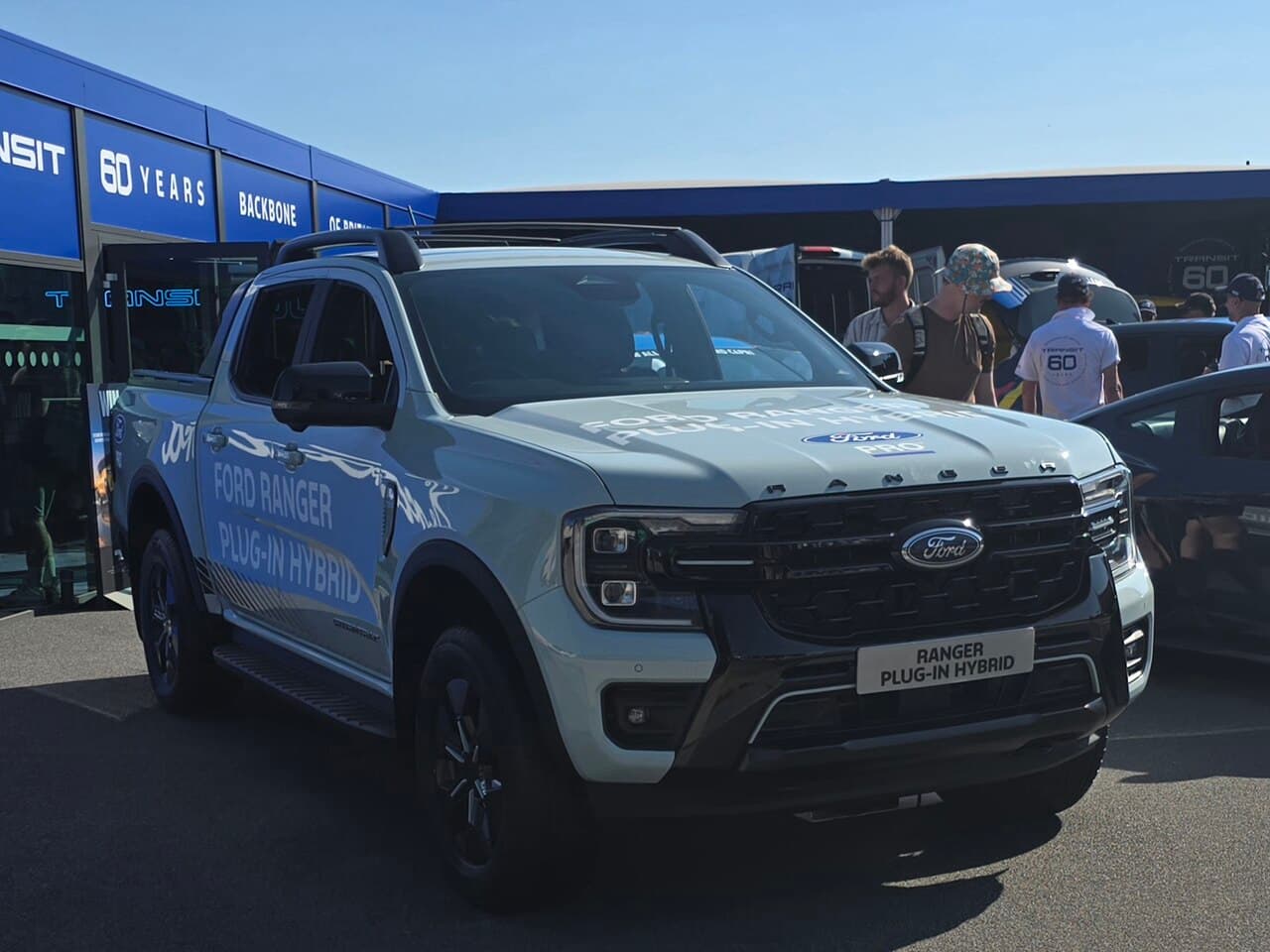 Ford Ranger Hybrid photograph. Overseas plug-in hybrid example; confirm the Australian production vehicle.
