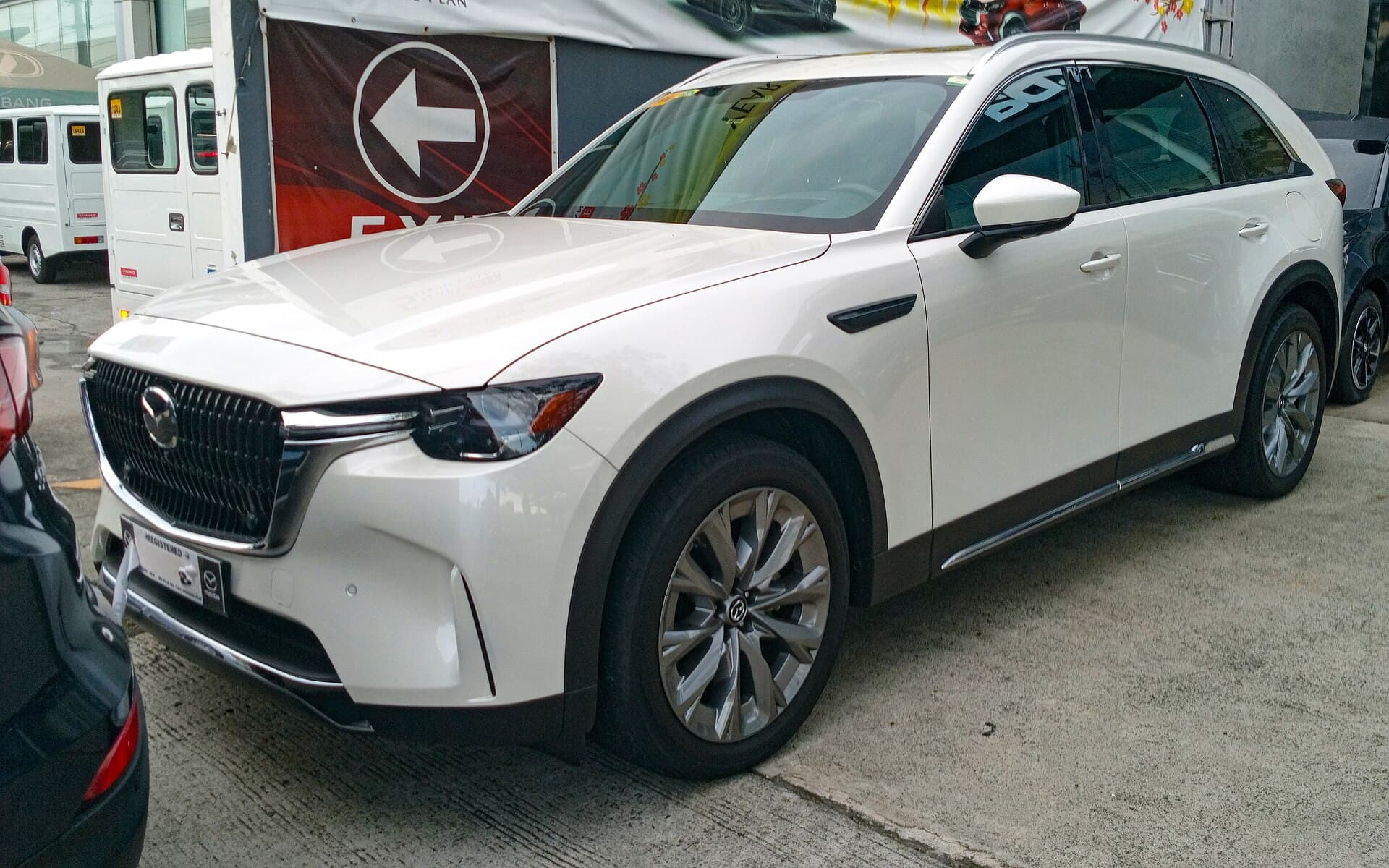 Mazda CX-90 photograph. Overseas 2024 CX-90 shown; Australian powertrain and grade details may differ.