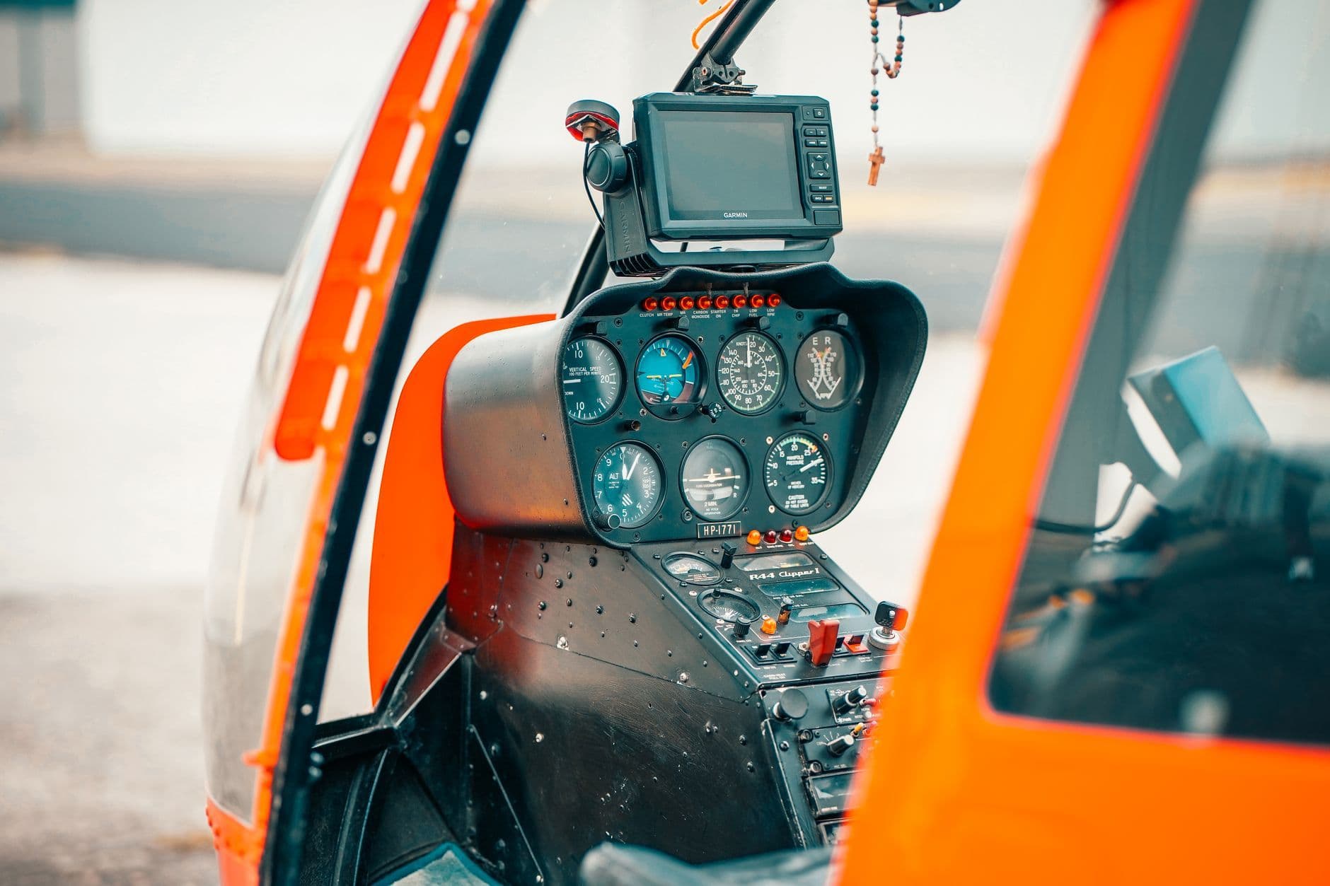 Control panel inside a helicopter cockpit